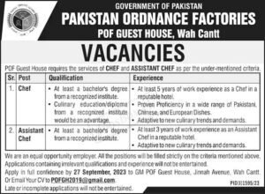 Government latest Job 2023 - Pakistan Ordinance Factories POF Department